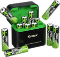 Kratax 12 Count 3700mWh AA Rechargeable Lithium Batteries with Battery Charger, High Capacity Double A li-ion Batteries 1.5v, Long Lasting, Charging Storage Box with AA Lithium Battery Rechargeable