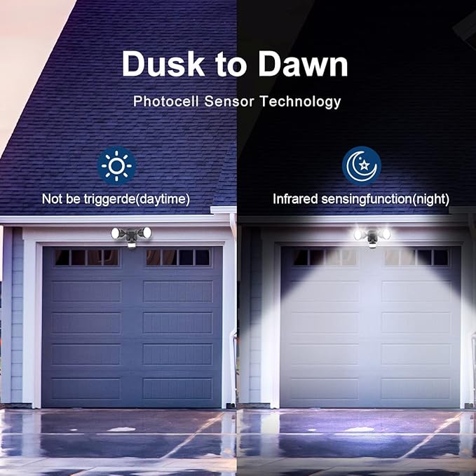 EMANER Security Lights Motion Outdoor, 280W Equiv. Dusk to Dawn LED Flood Light, Keep On or Motion Triggered 4-Mode, Daylight White Corded Wall Light for Porch Driveway Barn (2-Pack)