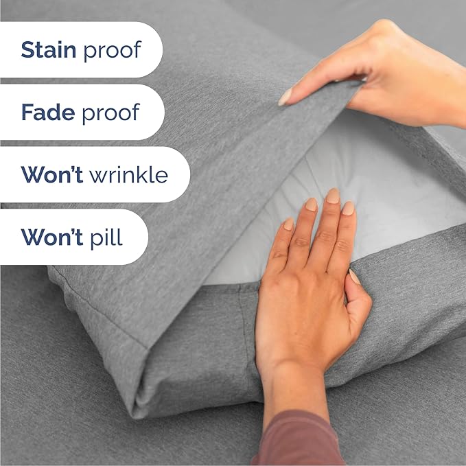 Cal King 6 Piece Sheet Set - Cooling & Breathable - Hotel Luxury Bedding, Includes Fitted Sheet for Women, Men, Kids & Teens - 1 Flat, 1 Fitted Sheet, 4 Pillowcases w/Deep Pockets - Heathered Grey