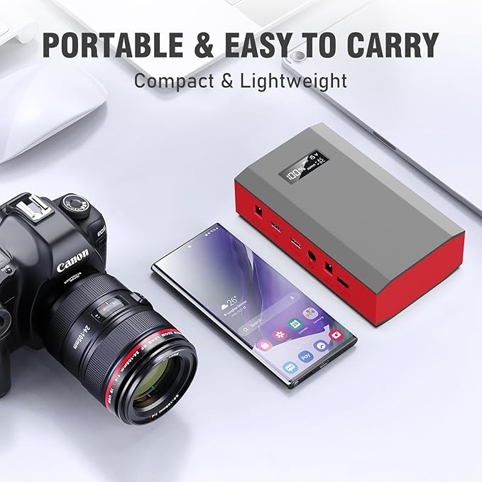 Portable Solar Power Bank with AC Outlet 65W 110V External Battery Pack, 23400mAh Portable Laptop Charger with Foldable Solar Panel 30W for Outdoor Smart Device Camping Hiking Trip Off Grid Backup