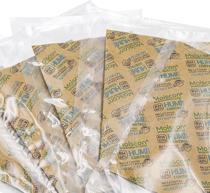 Wisesorb Size 67 62% Two-Way Humidity Control Packs for Storing 1 lb, 67 Gram 10 Pack Moisture Control Packets Individually Wrapped, Humidifier Packs for Storage Containers