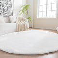 Amazon Basics Fluffy Washable Round Area Rug, Circle Shaggy Carpet for Living Room, Bedroom, Nursery, 6'R, Cream