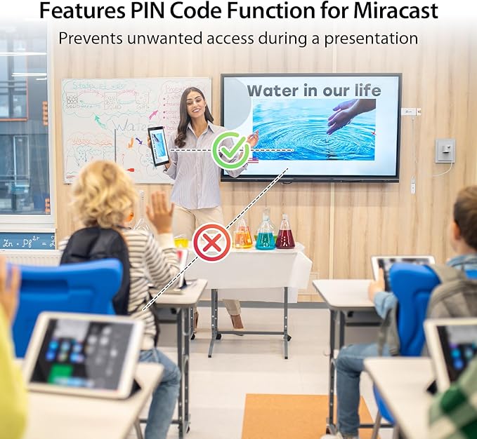 j5create ScreenCast 4K Max Wireless Display Adapter with Enhanced Antenna, Streaming Video & Audio from Mobile/Tablet/Laptop, Supports AirPlay/Miracast/Chromecast on Windows/MacOS/Android (JVAW76MAX)