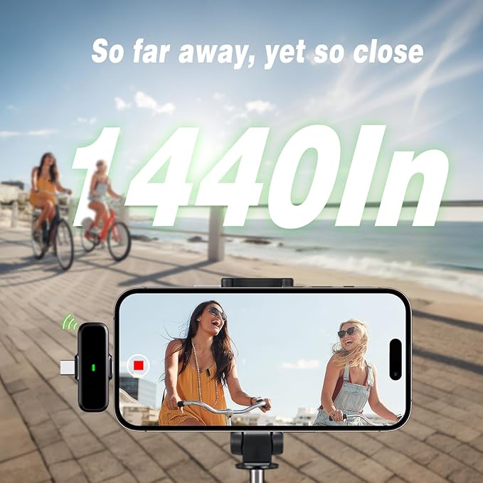 BKIY Wireless Lavalier Microphone for iPhone/Android - Dual Mini Noise Canceling Mic with Charging Case(30H), USB-C/Lightning Clip-on Microphone for Video Recording Streaming Podcast Vlogging(Black)