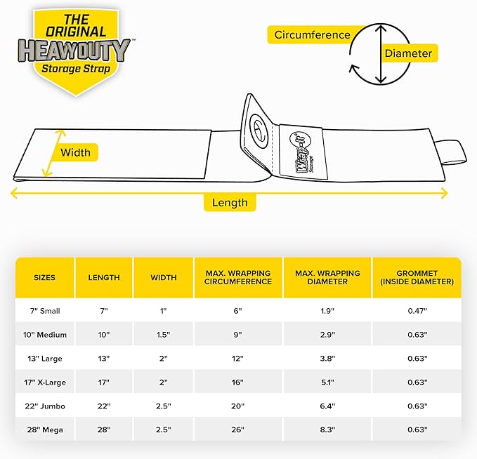 Heavy-Duty Wrap-It Storage Straps (Assorted 12 Pack) - Hanging Extension Cord Organizer for Cable Management and Storage on Garage Wall, RV Gadgets and Appliances