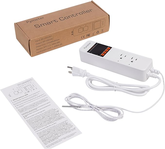 Pymeter Attic Fan Thermostat Controller Temperature Switch Plug Outlet for Seedlings, Germination, Rooting, Greenhouse, Fermentation, Reptile, Terrarium Heating Mats