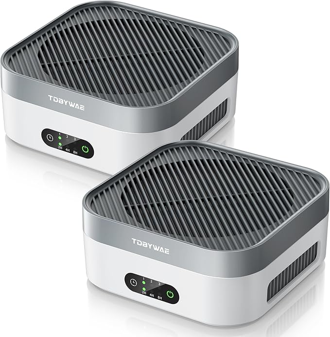 TDBYWAE Air Purifier 2 Pack for Bedroom Up to 1200 ft², H13 True HEPA Air Purifier for Pets Dust Dander Pollen Odor Smoke, with New Quiet Wind Wheel System, for Desk/Car/Travel