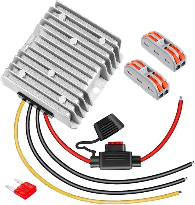 EAGWELL 48V to 12V Converter 10A 120W Golf Cart 48V 36V to 12V Converter Voltage Regulator Reducer Transformer with Fuse Power Supply for Golf Carts Scooters RVs Boats
