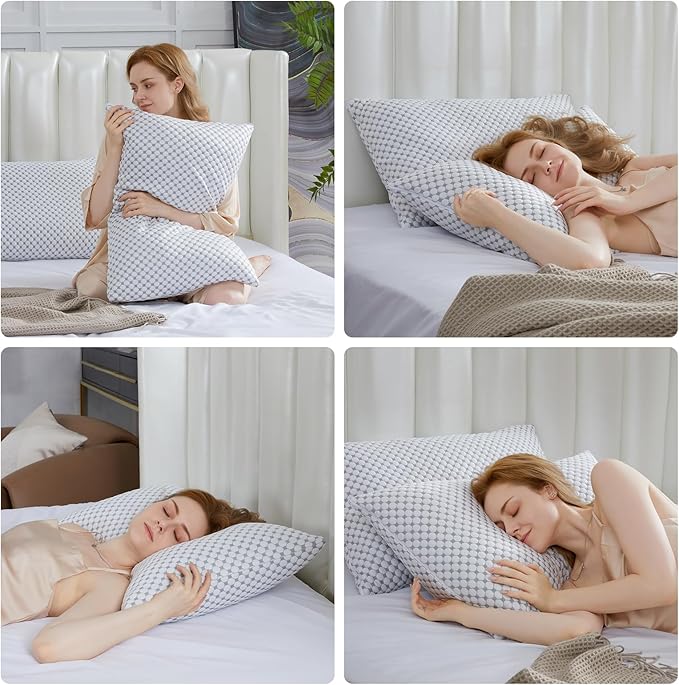 SAPHREAS Cooling Bed Pillows King for Sleeping, Luxury Hotel Shredded Memory Foam Pillows for Side Back Stomach Sleepers, Cool Firm Pillow for Neck Support
