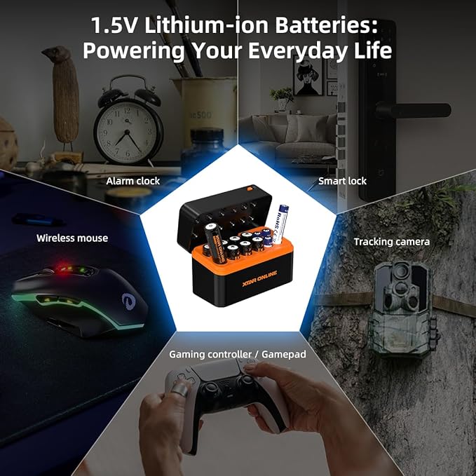 XTAR aa Rechargeable Batteries with Charger LC12 Lithium Double a Batteries 1.5V 3600mWh AA 1200mWh AAA Kit (Charger+8AA+4AAA)