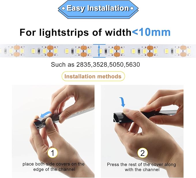 VST 10pack 3.3 ft LED Channel, V Shape Led Diffuser Channel, LED Aluminum Channel System with Black Cover, End Caps and Mounting Clips, Aluminum Profile for LED Strip Light Very Easy Installation