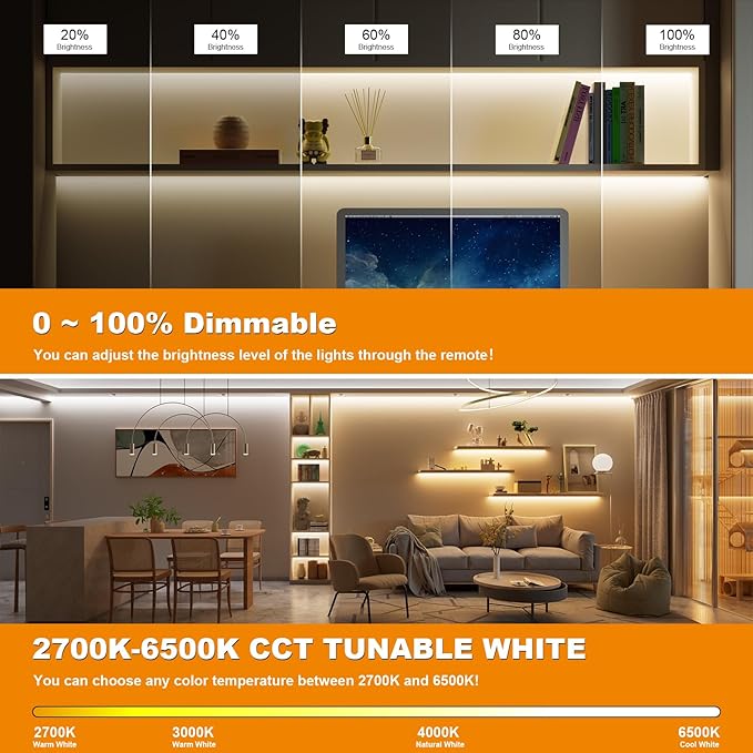 PAUTIX RF Remote Dimmer CCT Tunable COB LED Strip Lights,17-Key Wireless Remote and Controller DC 5-24V for CCT COB LED Tape Lights,Timer Function