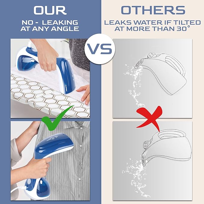 UNDERJAY Steamer for Clothes 1200W, Compact Handheld Garment Steamer for Home, Travel, Office. Portable Clothing Steamer with Upgraded Large Capacity Water Tank. Fabric Wrinkle Remover.