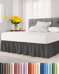 Wrap Around Dust Ruffle Bed Skirt - Charcoal - for King Size Beds w/ 12 Inch Drop - Easy Fit Elastic Strap - Adjustable Pleated Bedskirt w/Brushed Fabric - Wrinkle Free - for Women, Men, Kids & Teens