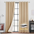 RYB HOME Soundproof & Dust Particle Filtering Curtains Blackout Window Treatment for Bedroom Living Room Divider Nursery Daytime Sleeping Patio Door, Biscotti Beige, W52 x L 102 inch, 2 Panels