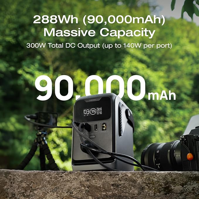 EF ECOFLOW TRAIL 300 DC Solar Panel with 60W Solar Generator, 288Wh LiFePO4 Power Bank, Power Station, for Camping, Travel, and Emergency Power