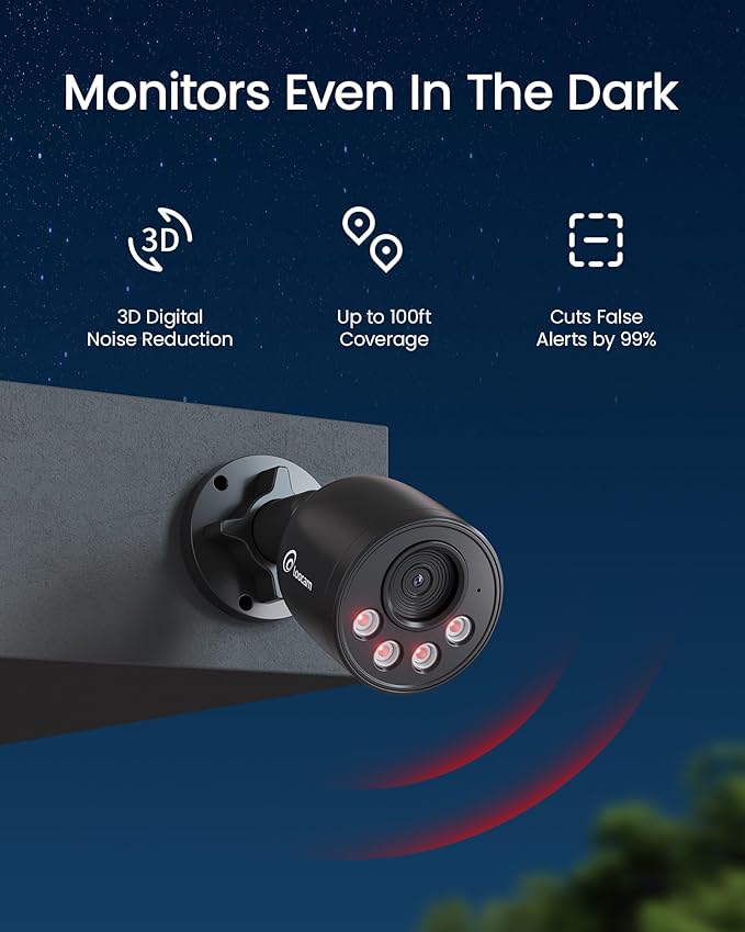 Loocam PoE Security Camera System 8MP 8CH NVR H.265+ 2TB HDD, 4pcs 4K Wired PoE Camera System AI Human Vehicle Detection, Outdoor Indoor Home Security Camera System 24/7 Recording, Remote Access