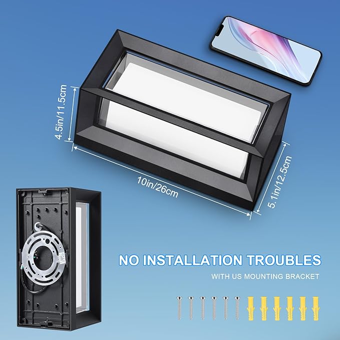 ledmo Exterior Wall Lights LED Beads 1800LM Outdoor Lights Fixtures Wall Mount Matte Black Outdoor Christmas Lighting 6000K Aluminum Shade Modern IP65 Waterproof for House Porch Walkway Coach 4 Pack