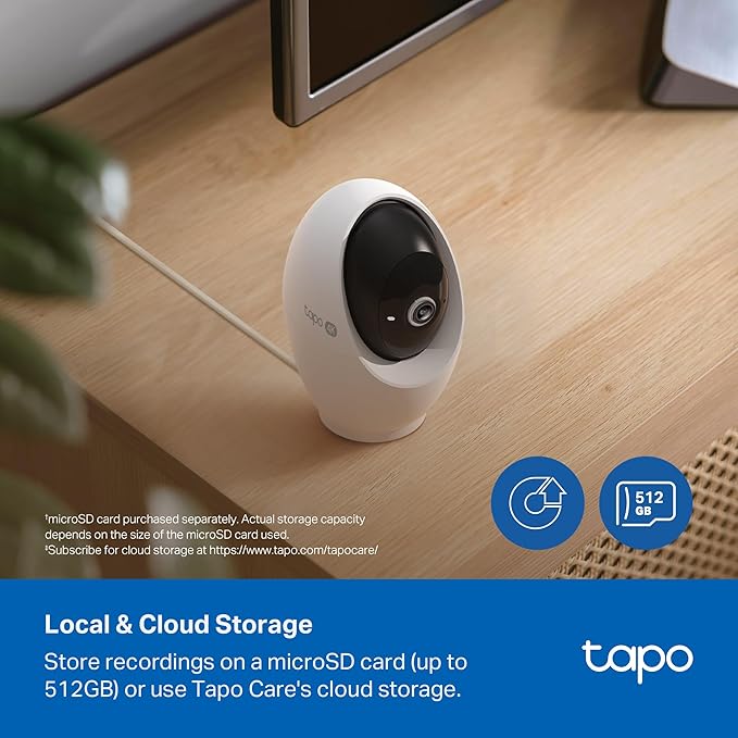 Tapo 4K Pan/Tilt Indoor Security Camera for Baby Monitor, Dog Camera w/Motion Detect and Track, 360° View, Color Night Vision, SD/Cloud Storage, Works w/Alexa, Google, and Bixby RoomCam 4K