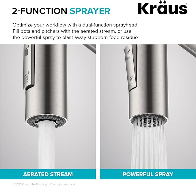 KRAUS Oletto Touchless Sensor Commercial Pull-Down Single Handle Kitchen Faucet with QuickDock Top Mount Assembly in Spot Free Stainless Steel, KSF-2631SFS