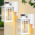 Porch Light with GFCI Outlets, White Motion Sensor Dusk to Dawn Outdoor Wall Light Fixture, 2-Pack Waterproof Outside Wall Lantern Sconce 3 Lighting Modes, Exterior Wall Light for Front Door House