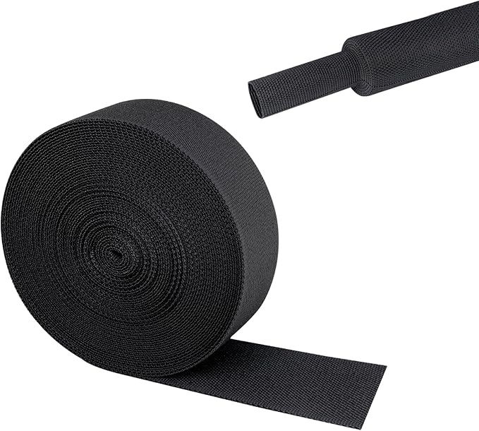 Sonoreboom 2 in 1 Heat Shrink Braided Sleeving Fabric Tubing-Ideal fit Irregular Shape Hose/Cable/Wire (1-1/8"(29mm), 22FT)