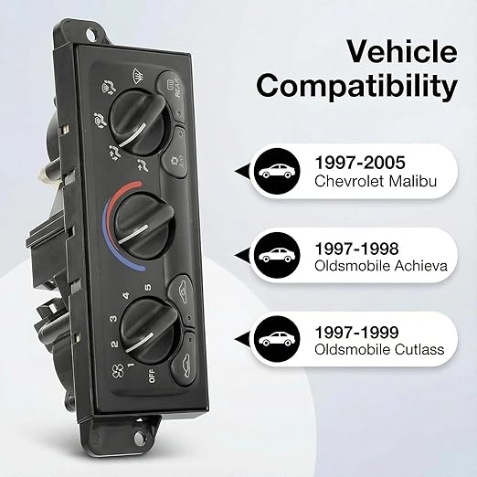 599-213 A/C Control Switch Air Conditioning Climate Control Module, Front Climate Control Module Panel for for 1997-2005 Chevrolet Malibu, 1997-1998 Oldsmobile Achieva, 1997-1999 Oldsmobile Cutlass
