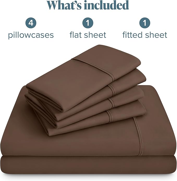 Bare Home King Sheet Set - 6 Piece Set - Hotel Luxury Bed Sheets - Ultra Soft - Deep Pockets - Easy Fit - Cooling & Breathable Sheets - Wrinkle Resistant - Cozy - Cocoa - King Sheets - 6 PC