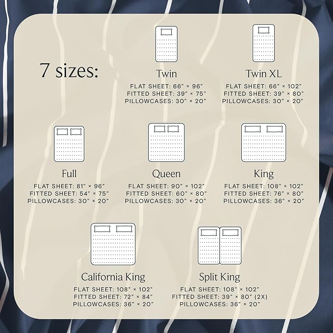 LuxClub 4 PC Queen Sheet Set, Deep Pockets Wrinkle Free Cooling Bed Sheets Hotel Bedding for Women, Men, Includes 1 Fitted Sheet, 1 Flat Sheet and 2 Pillowcases-Striped - Navy