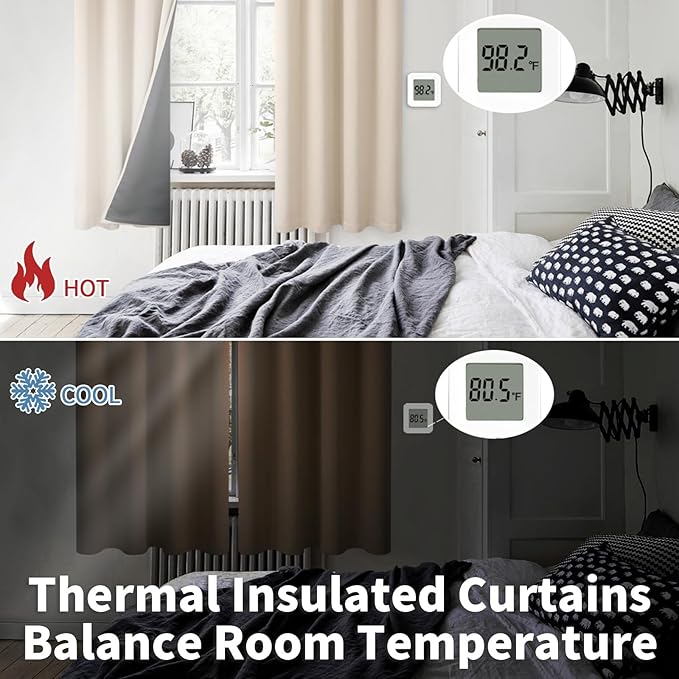 BGment Short 100% Blackout Curtains for Bedroom, Thermal Insulated Energy Efficiency Noise Reducing Grommet Curtains 45 Inch Length with Liner for Small Window 2 Panels Each 42 Inch Wide, Champagne