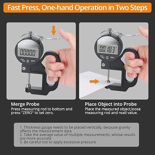 Neoteck Digital Thickness Gauge (Silver-Black, 0-1"/0.00005")
