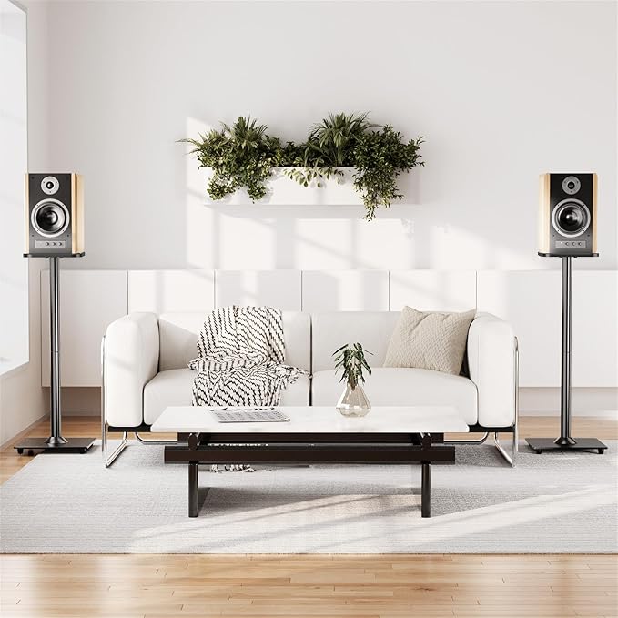 ELIVED Universal Speaker Stand Pair, 31 Inch Height Bookshelf Speaker Stands for Satellite Speaker Large Speaker Up to 22 lbs, Surround Sound Speaker Stand with Cable Management, Black, YD5022