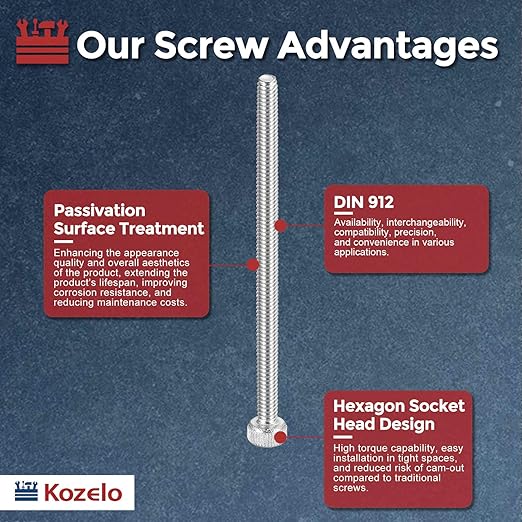 Kozelo 30pcs Socket Head Cap Screws - [M2-0.4 x 35mm] 304 Stainless Steel Allen Socket Drive for Electrical Motor 3D Printing Fan Engine Replacement Use, Silver