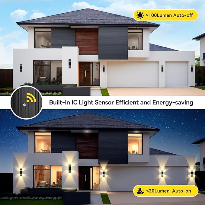 MZLITI LED Square Up & Down Wall Lights 2 Pack 15inch,Outdoor Wall Lights 3000K Aluminum Body Waterproof IP65 Exterior Light Fixtures Wall Mount, Up Down Porch Lights Outdoor for House Porch Garage