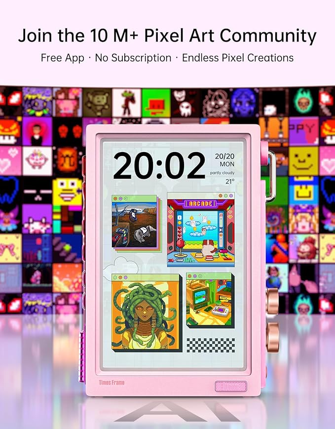 Divoom Times Frame-10.1" WiFi Digital Picture Frame with 64GB, Free App with No Subscription Fees, Supports Uploading Photos/Videos/Calendars/Weather/Sports Scores and Various AI DIY Content