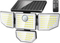 Adewalk 3000LM Outdoor Solar Light - Upgrade 4 Heads 188 LED Solar Motion Sensor Outdoor Lights, IP65 Waterproof Powered Light for Home Darkroom Backyard