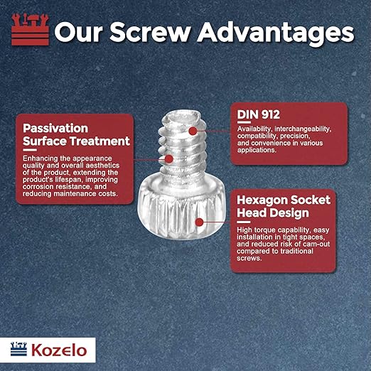 Kozelo 60pcs Socket Head Cap Screws - [M1.6-0.35 x 2mm] 304 Stainless Steel Allen Socket Drive for Electrical Motor 3D Printing Fan Engine Replacement Use, Silver