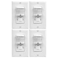 TOPGREENER Occupancy/Vacancy PIR Motion Sensor Light Switch, CDS Sensor with Learning Function, No Neutral Required, 200W Incandescent / 150W LED Load, UL Listed, Screwless Wall Plate, White, 4 Pack