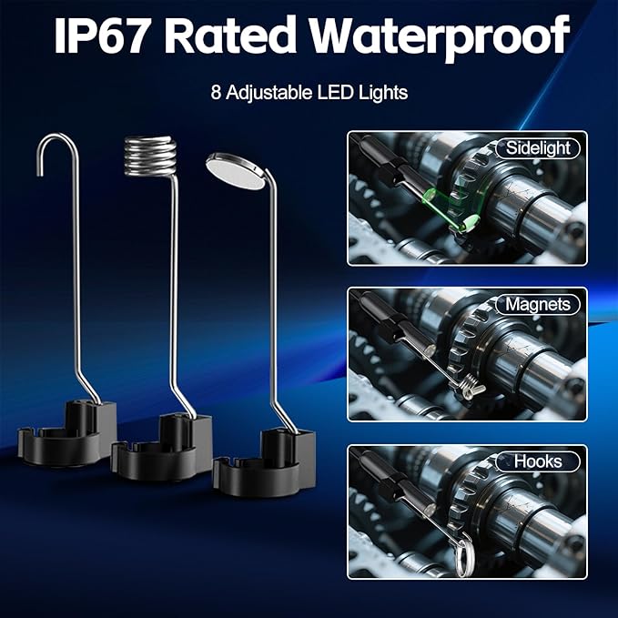 Industrial Borescope Camera with Lighting, 4.3" Borescope, 1080P HD Inspection Camera, 8 LED Lights, 16.4FT Semi-Rigid Cable, IP67 Waterproof Endoscope, Used for Pipes, Automobiles, Sewer