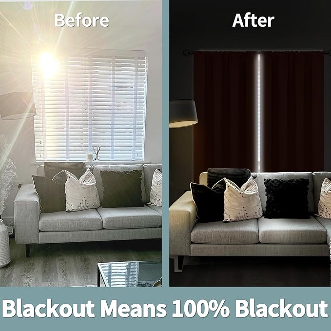 BGment Burnt Orange 100% Blackout Curtains for Bedroom, Fall Full Room Darkening Noise Reducing Living Room Curtains 72 Inch Length, Thermal Insulated Rod Pocket Window Drapes 2 Panels, 52 Inch Wide