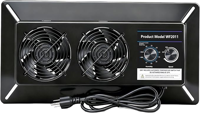 Pewoaoa 220 CFM Crawlspace Vent Fan, With Humidistat, Crawlspace Fans, For Moisture Reduction, Radon Mitigation, Freeze Protection, Ideal for Basement, Attic, Crawl Space Fan Vent(Air Out)