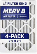 Filter King 7x9x1 Air Filter | 4-PACK | MERV 8 HVAC Pleated A/C Furnace Filters | MADE IN USA | Actual Size: 7 x 9 x .75"