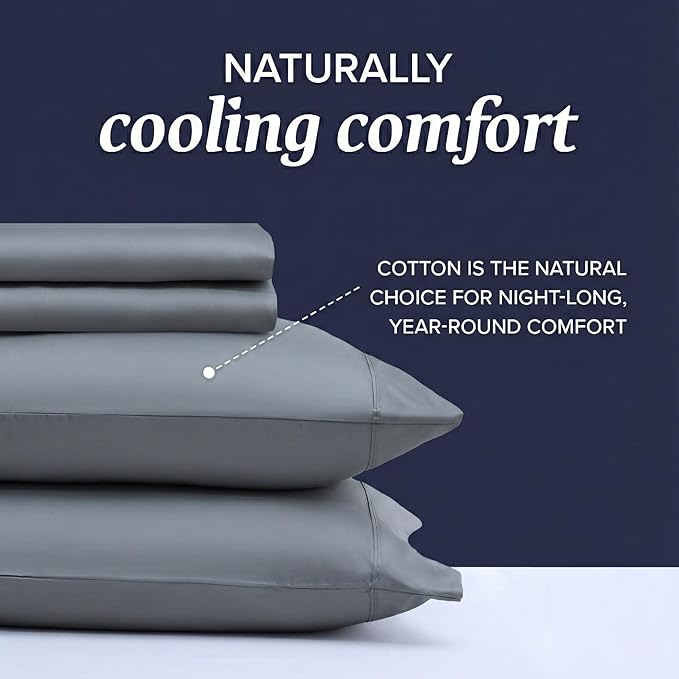 Beckham Hotel Collection Queen Sheet Set 100% Cotton, 500TC Luxury Sateen Bedding, 16” Deep Pocket, Moisture-Wicking, 4-Piece, Dark Gray