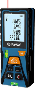 Laser Distance Meter 196ft – Digital Laser Measuring Tool with LCD Backlit Display, Area Volume Pythagorean, ±2mm Accuracy, Class II, Electronic Tape Measure for DIY Construction – AAA Battery Powered