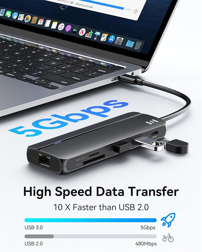 Selore Docking Station for MacBook Pro Air,10 in 1 Dual HDMI Adapter for Mac Pro Air,USB C Hub for MacBook Docking Station Dual Monitor with 2 HDMI,Ethernet,PD,USB C,2 USB A,SD/TF for M1 M2