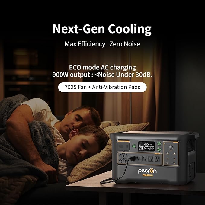 pecron Portable Power Station F3000LFP, 3072Wh Solar Generator, 3600W LiFePO4 Battery Home Backup, Fast Charging Lithium Battery with 100W USB-C Output for Home, Camping, RV, Emergency