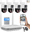 Fuers Wireless Security Camera System, 5MP 8CH NVR with 1TB HDD, 4Pcs 3MP Dual Lens WiFi Cameras Home Surveillance Outdoor Indoor, Motion Detection, Auto Tracking,2-Way Audio,Color Night Vision