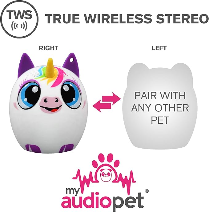 My Audio Pet Mini Bluetooth Animal Wireless Speaker for Kids of All Ages - True Wireless Stereo – Pair with Another TWS Pet for Powerful Rich Room-Filling Sound (UniCHORD)