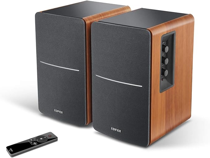 Edifier R1280Ts Powered Bookshelf Speakers - 2.0 Stereo Active Near Field Monitors - Studio Monitor Speaker - 42 Watts RMS with Subwoofer Line Out - Wooden Enclosure