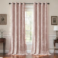 SMILETIME Pink Crushed Velvet Curtains 52x90 inch Luxurious Thermal Insulated Soundproof Drapes for Living Room Bedroom Office Soft and Durable Light-Filtering Window Treatments, 2 Panels
